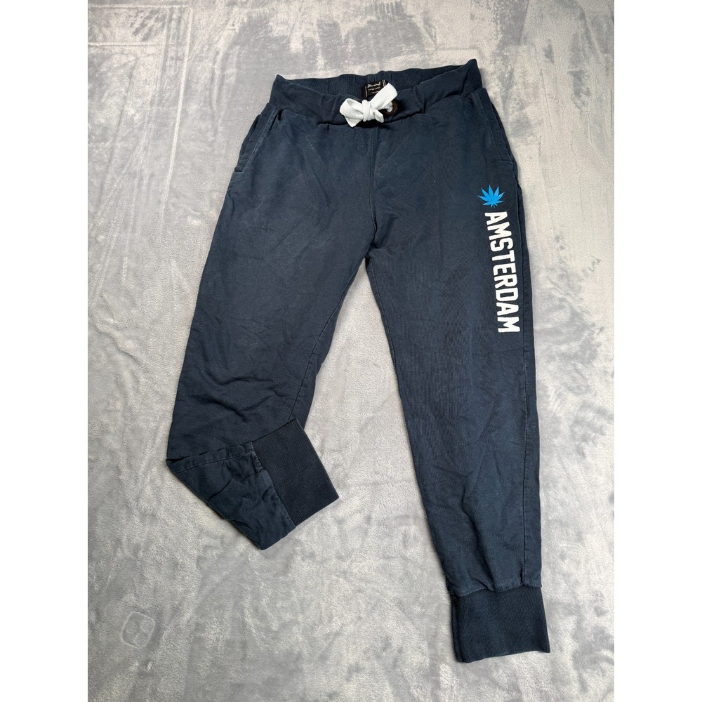Bewakoof Amsterdam Joggers Pants Mens XL Navy Blue Slim Fit Drawstring Waist